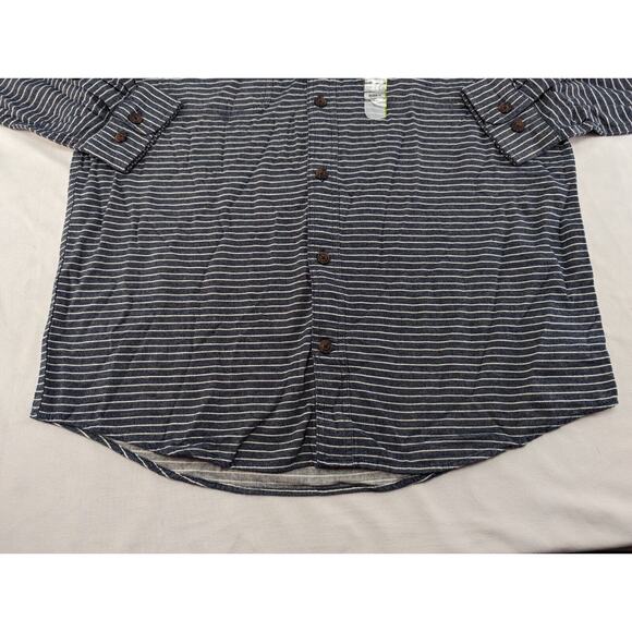 Duluth Trading Men's L‎ Free Swingin' Flannel Relaxed Fit Shirt Blue Striped - Picture 2 of 14